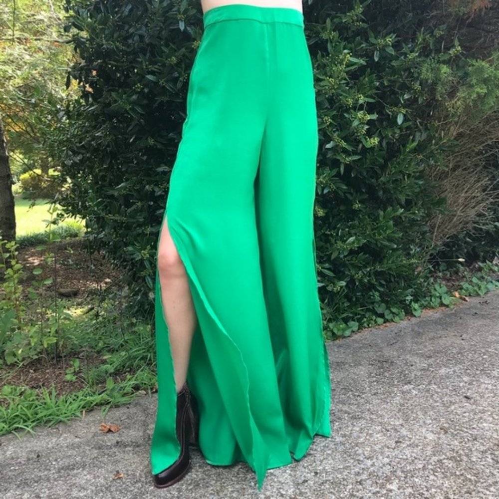 Vibrant Green Show Me Your MuMu Smooth Flowing Wide Leg Formal Pants